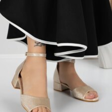 Sandale Dama cu Toc Gros 3HXS65 Auriu | Mei