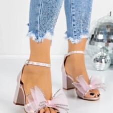 Sandale Dama cu Toc Gros 3XKK25 Champagne | Mei