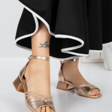 Sandale Dama cu Toc Gros 5GZ56 Champagne | Mei