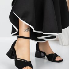 Sandale Dama cu Toc Gros 5GZ59 Negru | Mei