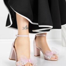 Sandale Dama cu Toc Gros 5XKK23 Champagne | Mei