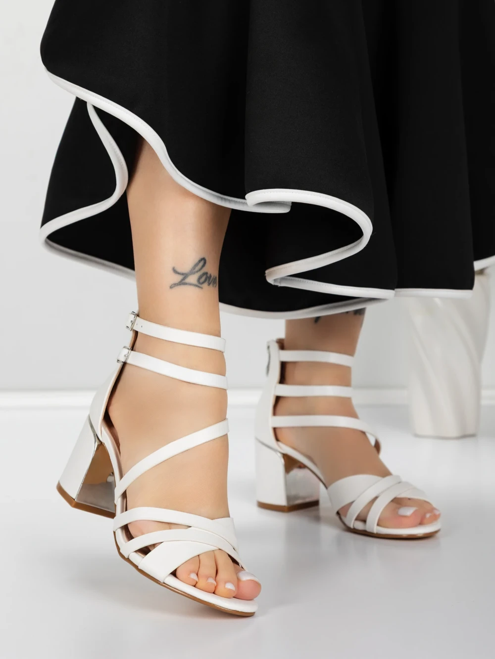 Sandale Dama cu Toc Gros 5XKK26 Alb | Mei 1 Sandale Dama cu Toc Gros 5XKK26 Alb | Mei