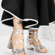 Sandale Dama cu Toc Gros 5XKK26 Argintiu | Mei