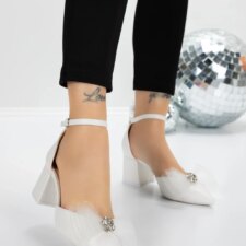 Sandale Dama cu Toc Gros 5XKK7 Alb | Mei