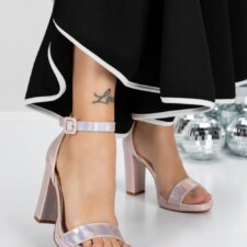 Sandale Dama cu Toc Gros XKK222 Champagne | Mei