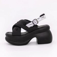 Sandale Dama cu Toc Gros si Platforma 072-5 Negru | Mei