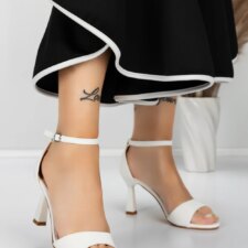 Sandale Dama cu Toc Subtire 5XKK13 Alb | Mei