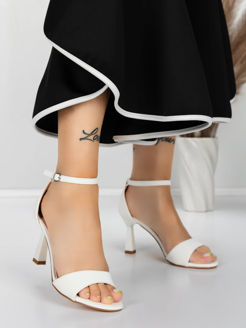 Sandale Dama cu Toc Subtire 5XKK13 Alb | Mei 1 Sandale Dama cu Toc Subtire 5XKK13 Alb | Mei