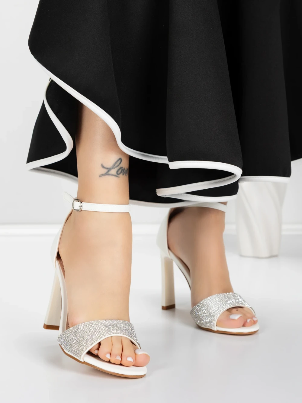 Sandale Dama cu Toc Subtire 5XKK19 Alb | Mei 1 Sandale Dama cu Toc Subtire 5XKK19 Alb | Mei