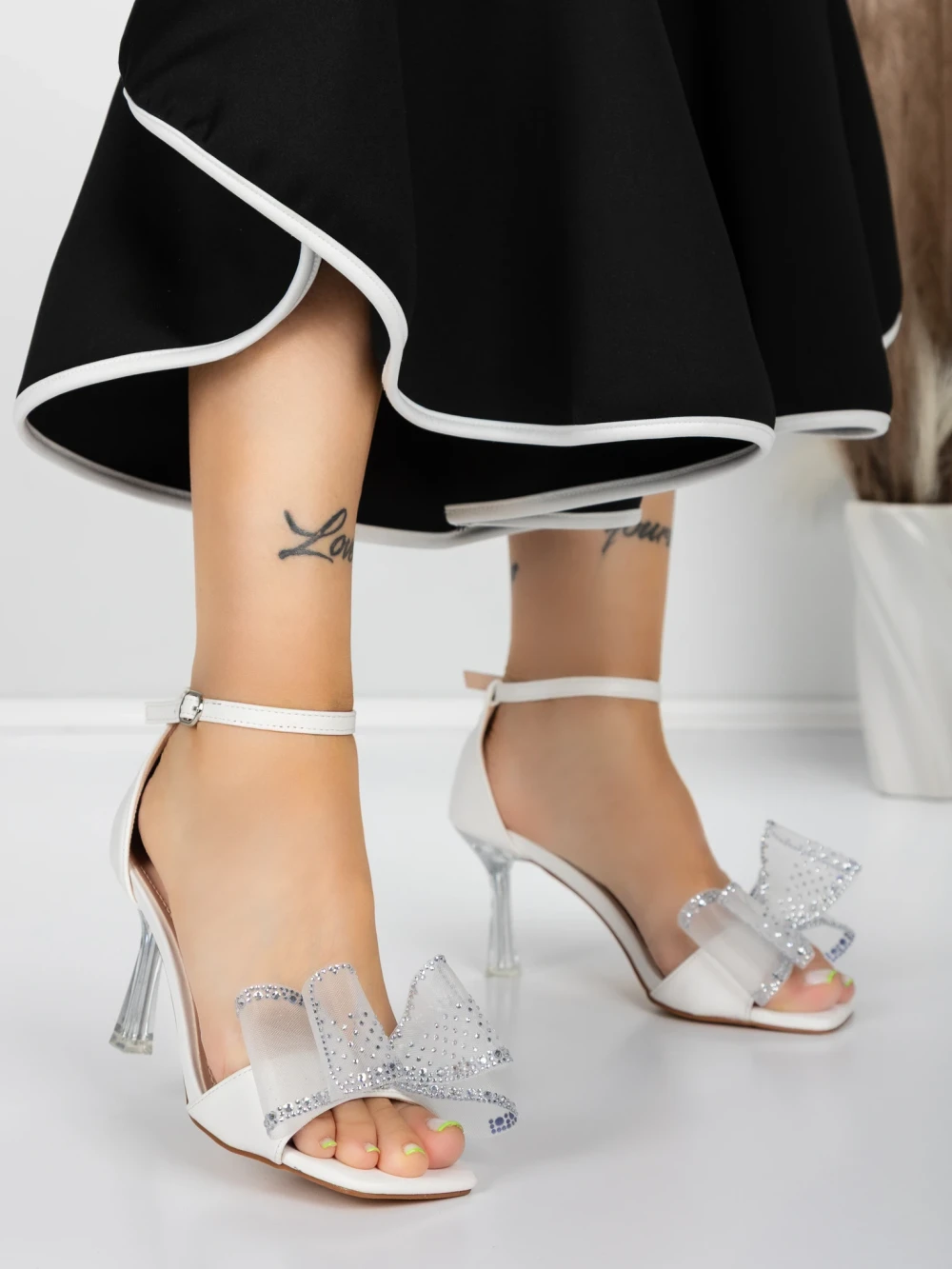 Sandale Dama cu Toc Subtire 5XKK22 Alb | Mei 1 Sandale Dama cu Toc Subtire 5XKK22 Alb | Mei