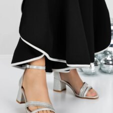 Sandale Dama cu Toc gros 3YXD90 Argintiu | Mei