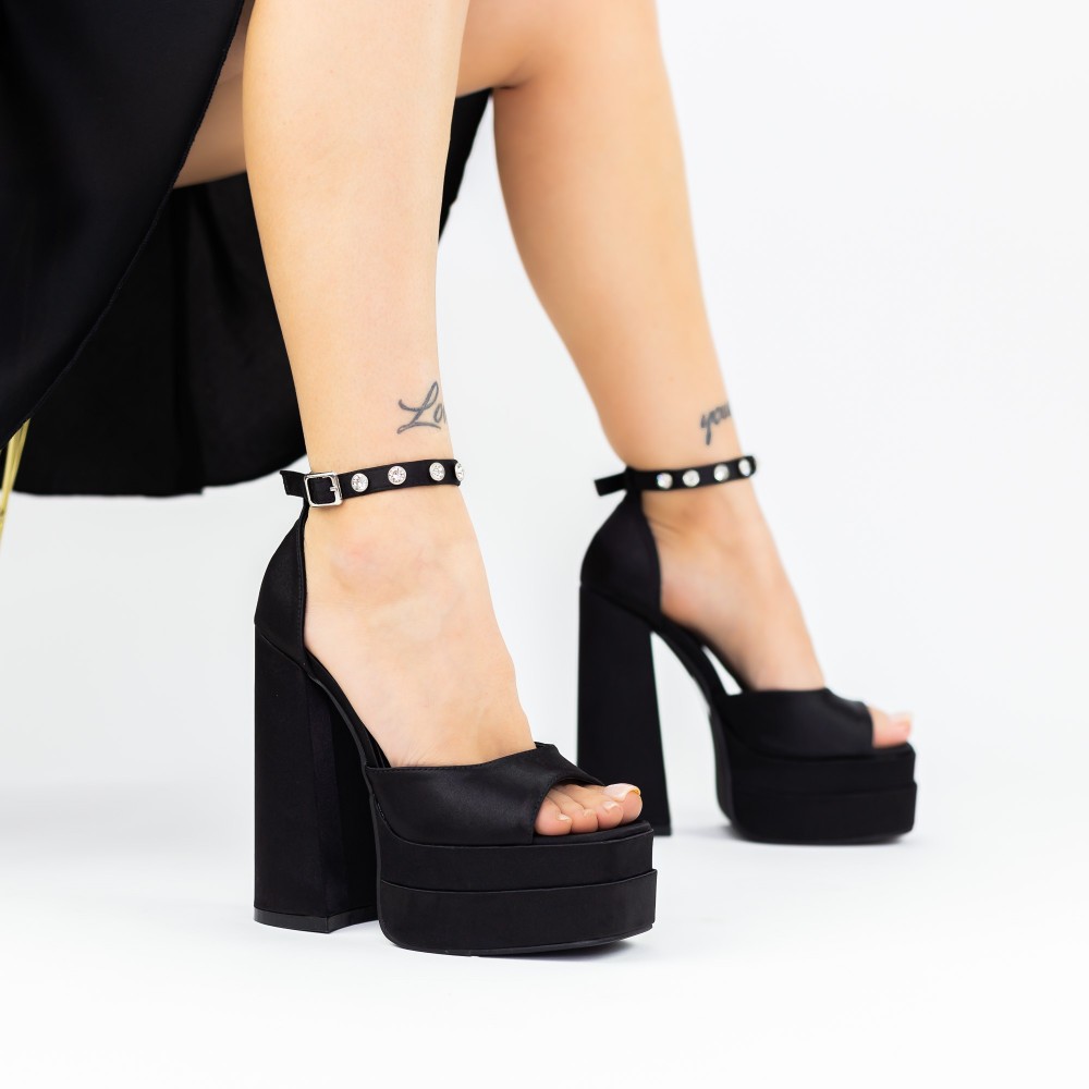 Sandale Dama cu Toc gros si Platforma 2SY7 Negru | Mei 1 Sandale Dama cu Toc gros si Platforma 2SY7 Negru | Mei