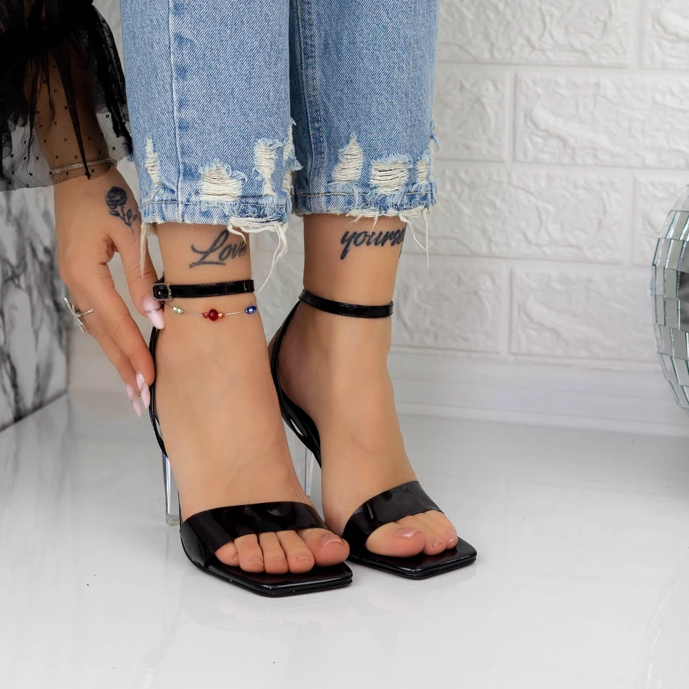 Sandale Dama cu Toc subtire TN-59 Negru Botinelli 1 Sandale Dama cu Toc subtire TN-59 Negru Botinelli