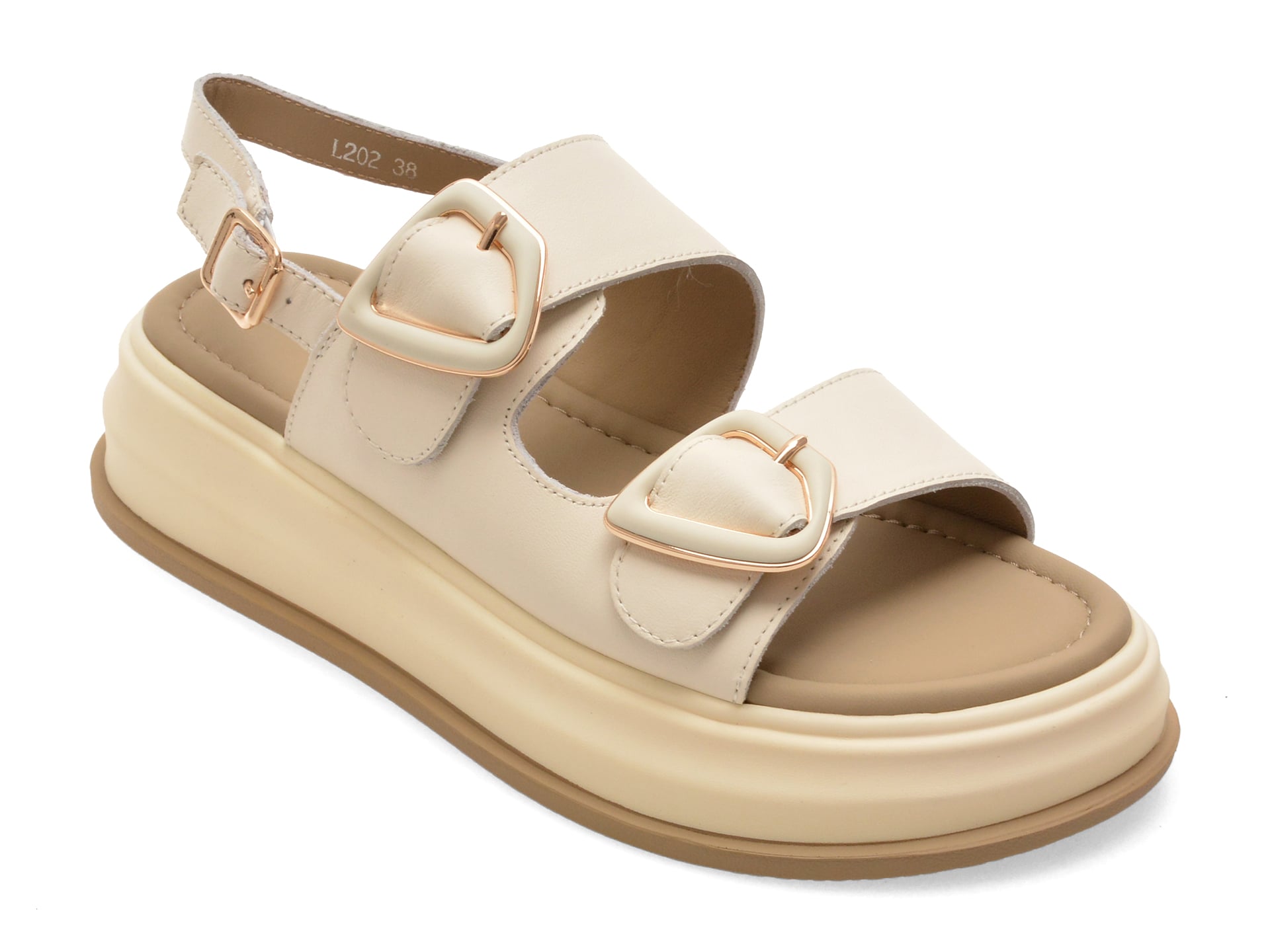 Sandale EPICA bej, L202, din piele naturala 1 Sandale EPICA bej
