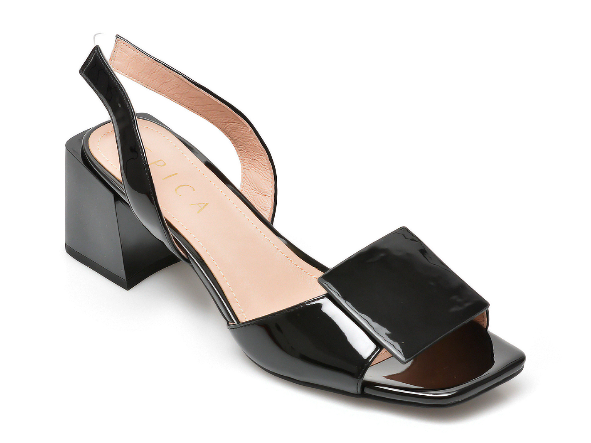 Sandale EPICA negre, 14003, din piele naturala lacuita 1 Sandale EPICA negre