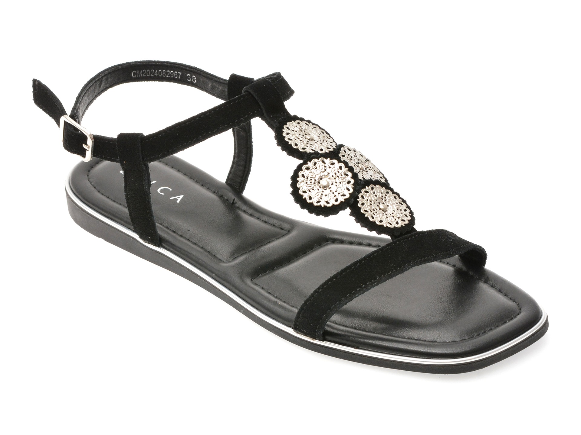 Sandale EPICA negre, 82967, din piele intoarsa 1 Sandale EPICA negre