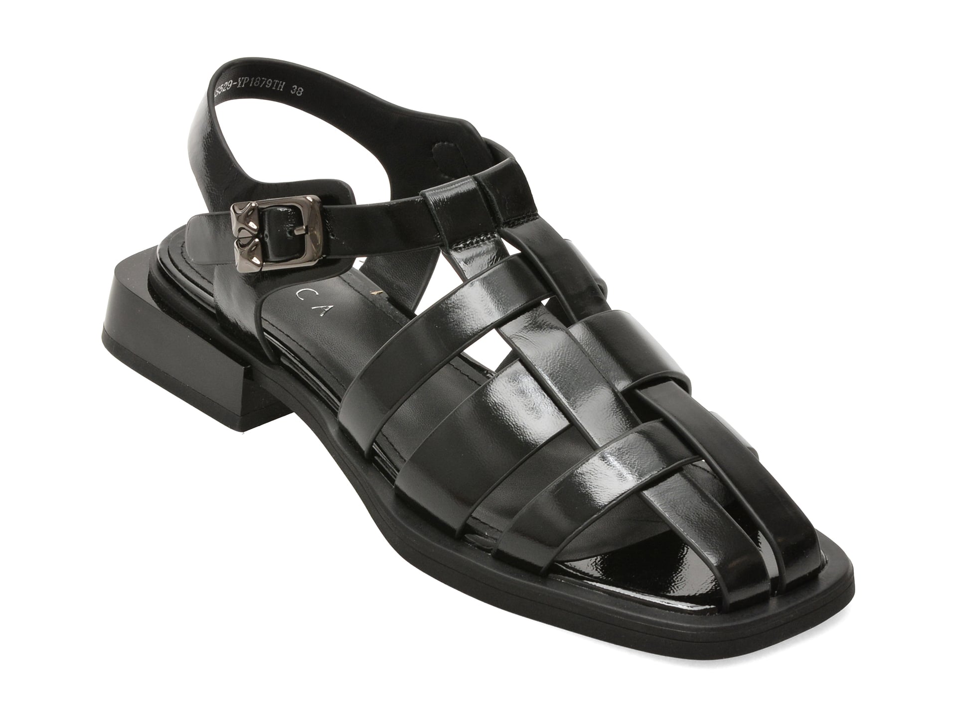 Sandale EPICA negre, A1379, din piele naturala lacuita 1 Sandale EPICA negre