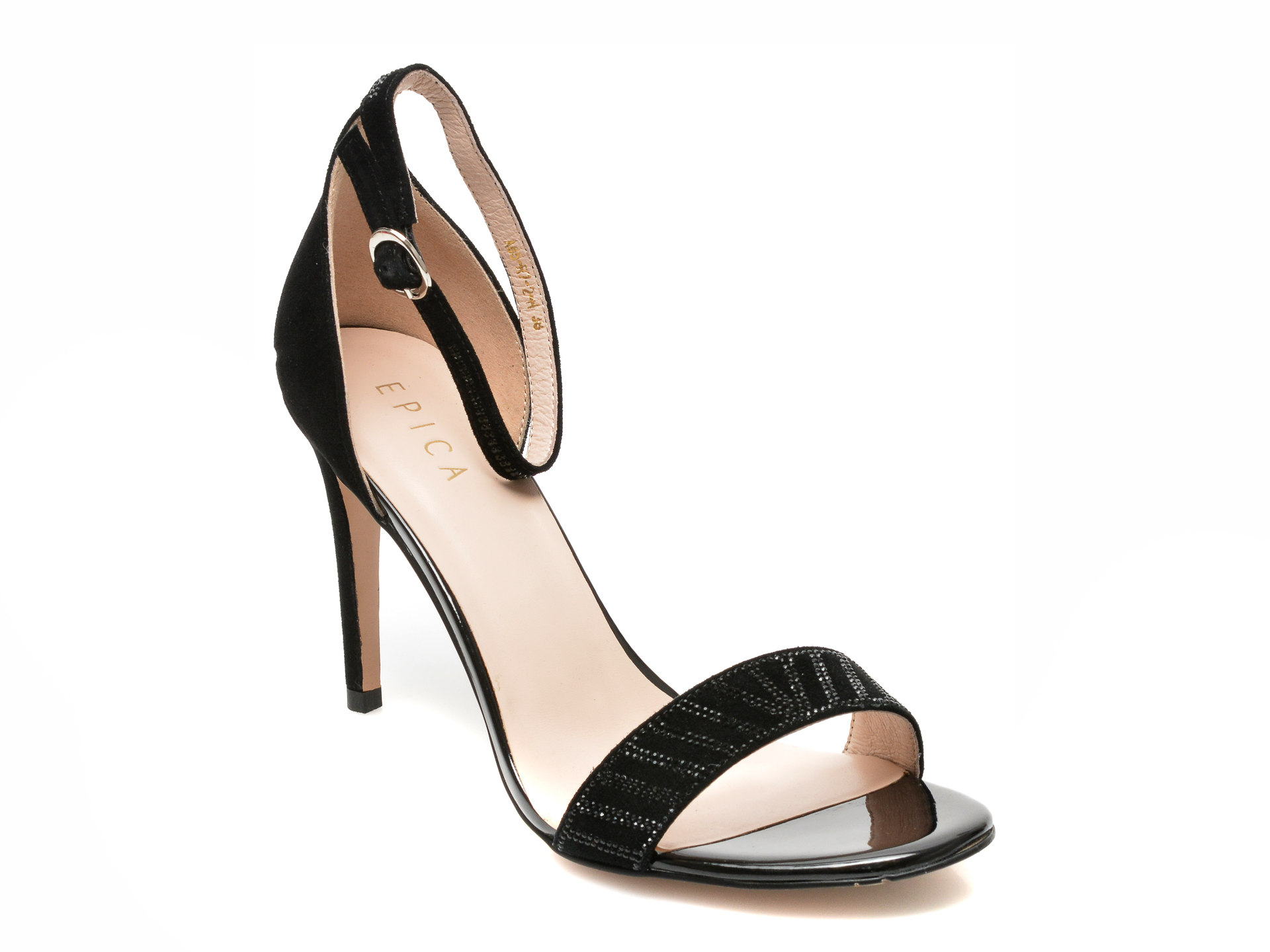 Sandale EPICA negre, A65R72, din piele intoarsa 1 Sandale EPICA negre
