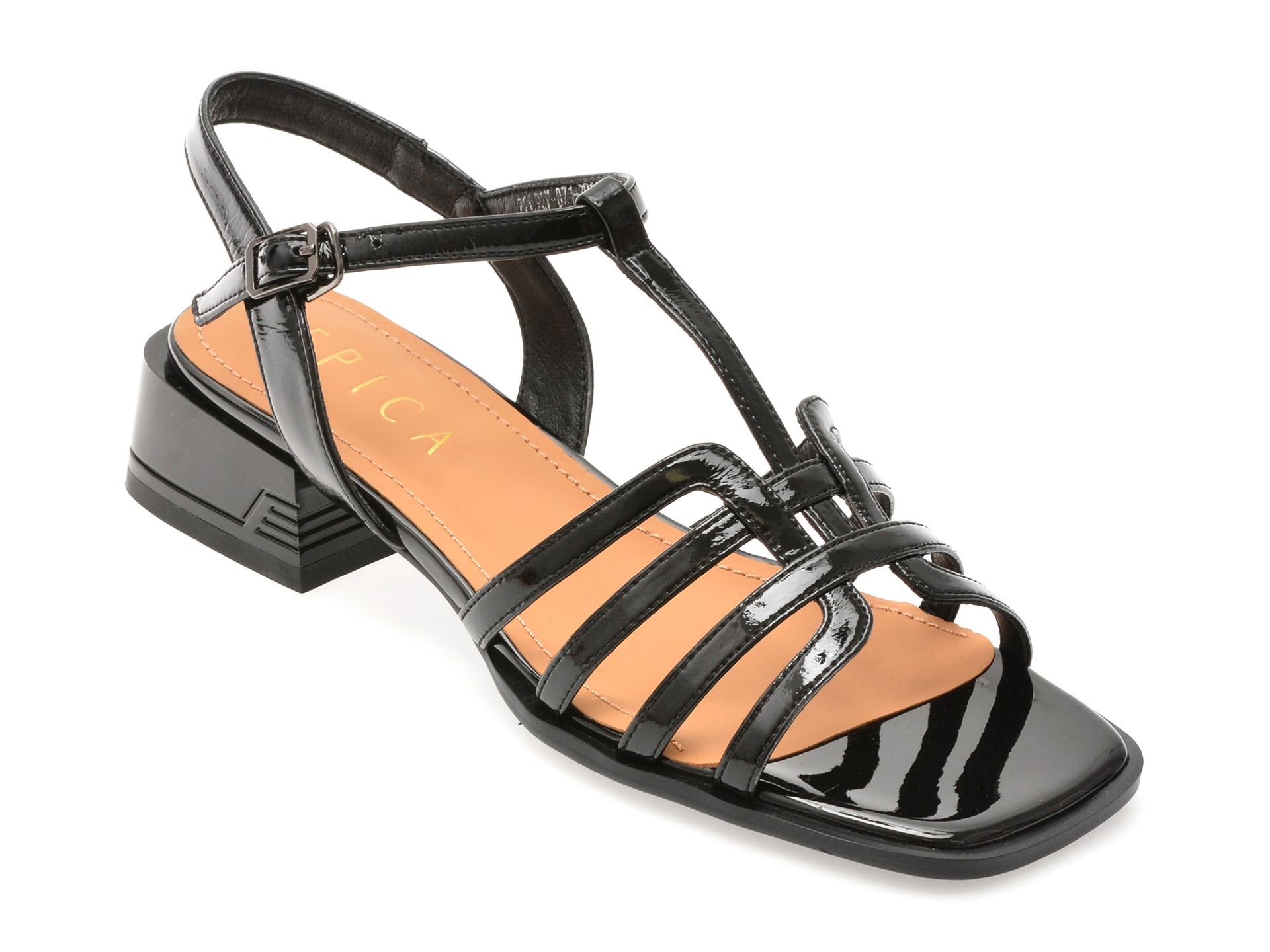 Sandale EPICA negre, D71, din piele naturala lacuita 1 Sandale EPICA negre