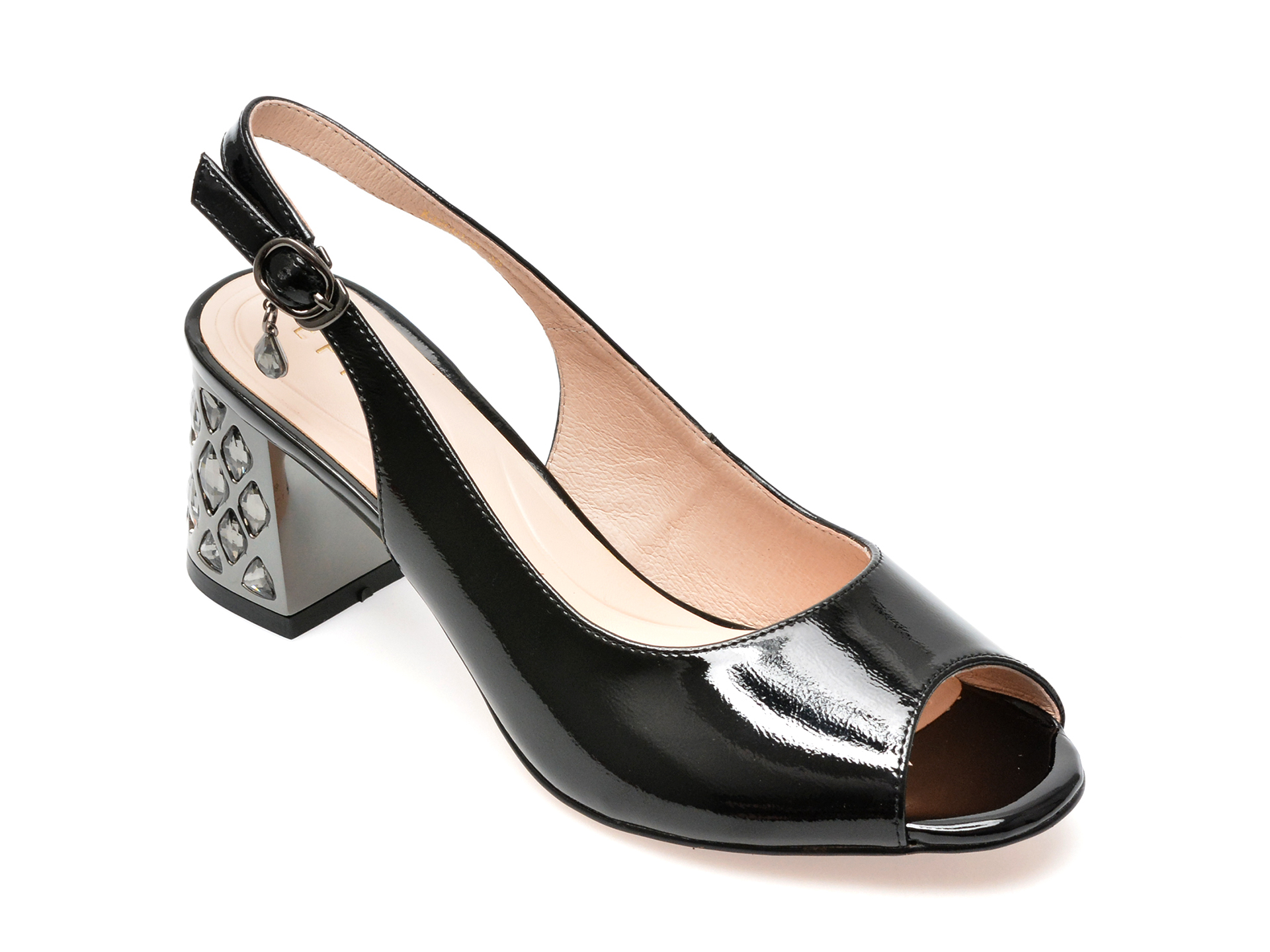 Sandale EPICA negre, K320013, din piele naturala lacuita 1 Sandale EPICA negre