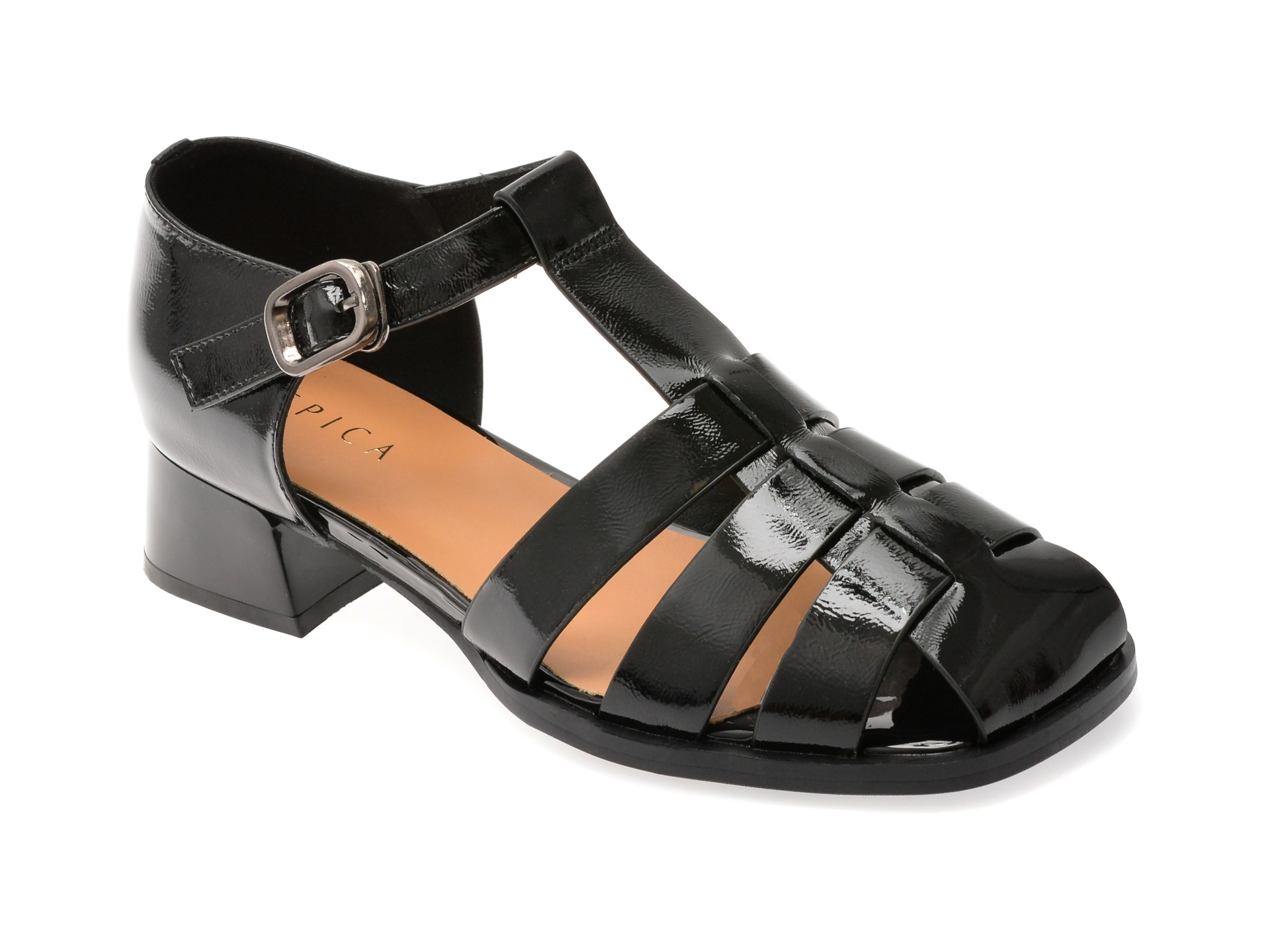 Sandale EPICA negri, 1131G11, din piele naturala lacuita 1 Sandale EPICA negri