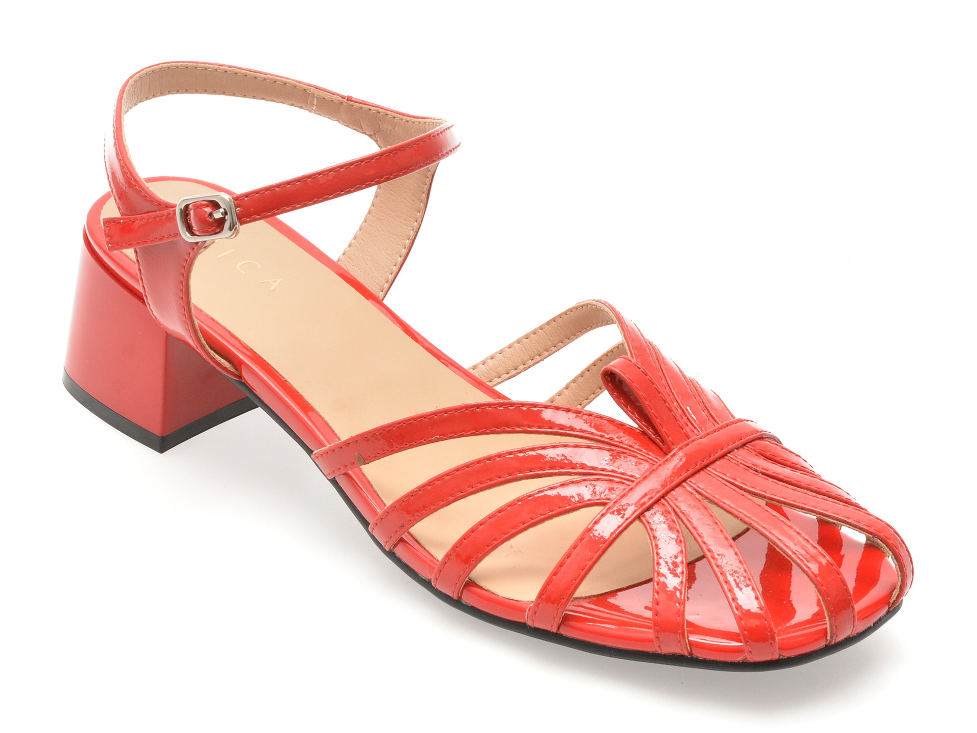 Sandale EPICA rosii, 1295D19, din piele naturala lacuita 1 Sandale EPICA rosii
