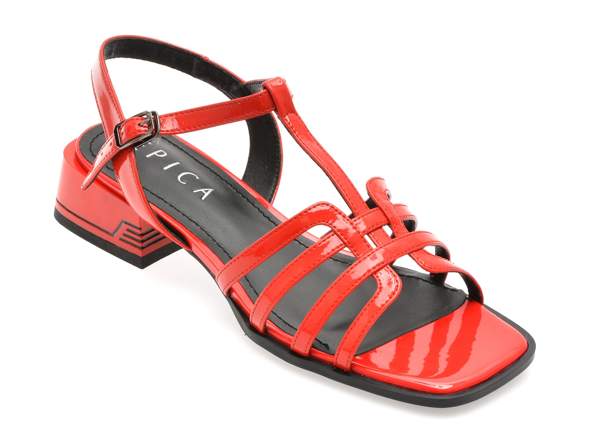 Sandale EPICA rosii, D71, din piele naturala lacuita 1 Sandale EPICA rosii