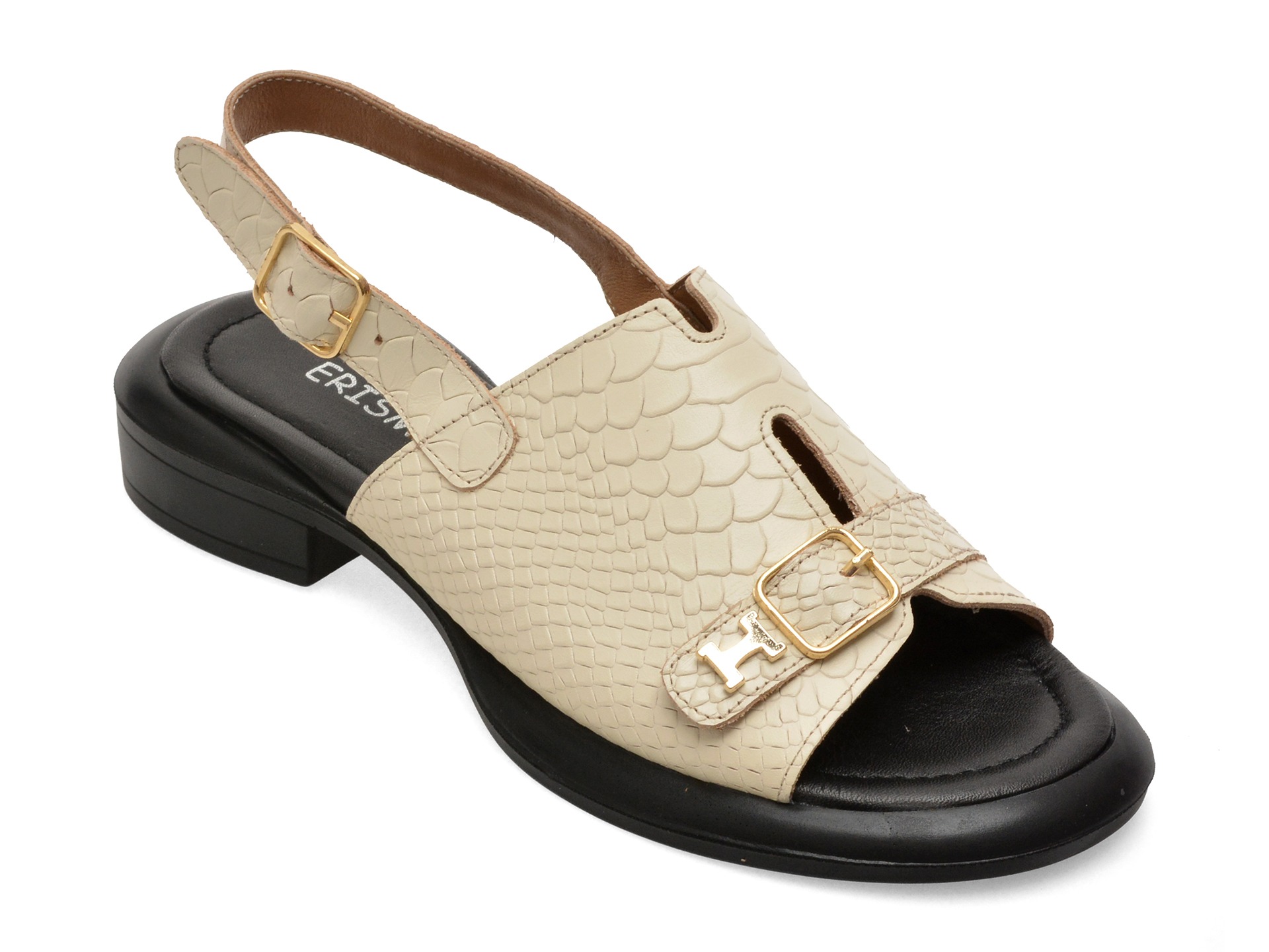 Sandale ERISMA bej, 1954195, din piele croco 1 Sandale ERISMA bej