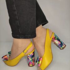 Sandale Elegante Dama  06 Galbene Cu Toc Color - Galben