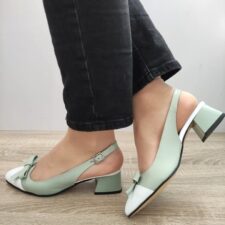 Sandale Elegante Dama  1385 Vernil Cu Alb - Verde -