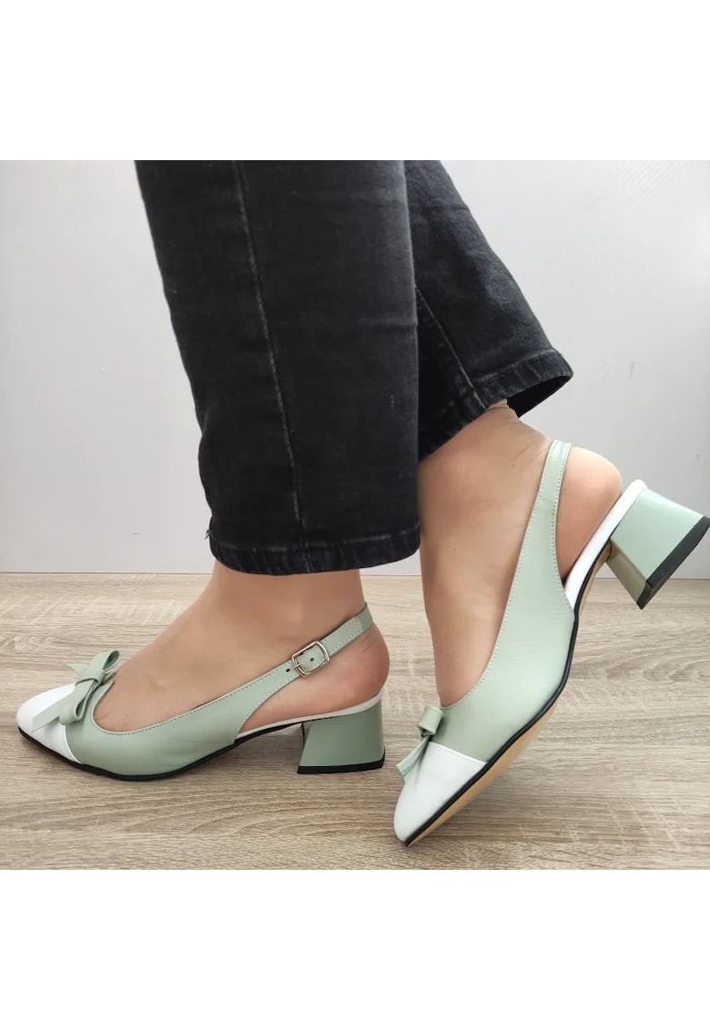 Sandale Elegante Dama 1385 Vernil Cu Alb - Verde - 1 Sandale Elegante Dama  1385 Vernil Cu Alb - Verde -