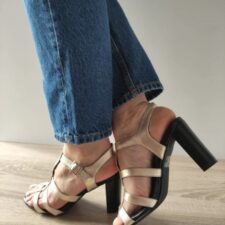 Sandale Elegante Dama  28319-44 Negre Cu Auriu - Negru -