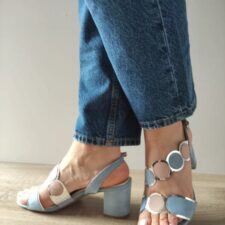 Sandale Elegante Dama  28347-42 Bleu Cu Roz Nude - Albastru -