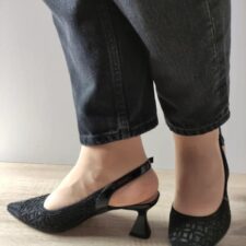 Sandale Elegante Dama  360001 01-I Negre Velur - Negru -