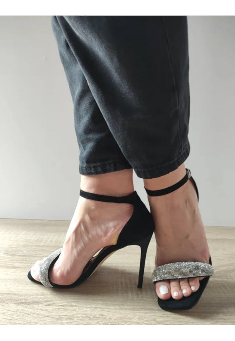 Sandale Elegante Dama 360003A 01-I Negre Velur - Negru - 1 Sandale Elegante Dama  360003A 01-I Negre Velur - Negru -