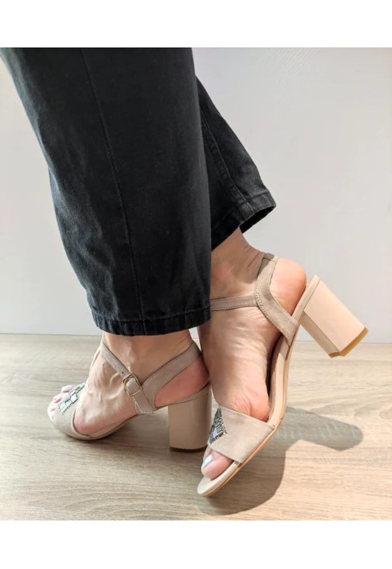 Sandale Elegante Dama 360004A 03-I Bej Velur - Bej - 1 Sandale Elegante Dama  360004A 03-I Bej Velur - Bej -