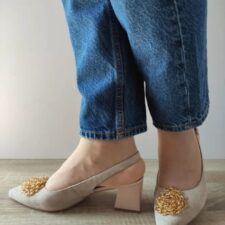 Sandale Elegante Dama  360013A 03-I Bej Velur - Bej -