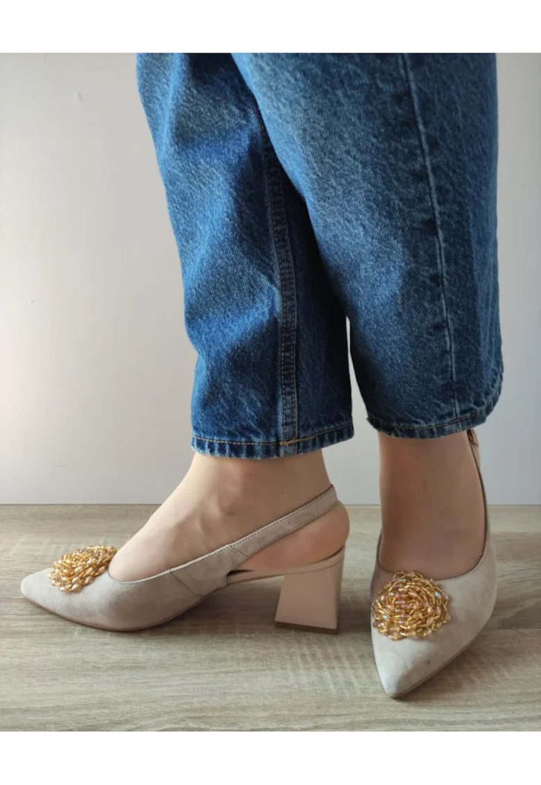 Sandale Elegante Dama 360013A 03-I Bej Velur - Bej - 1 Sandale Elegante Dama  360013A 03-I Bej Velur - Bej -