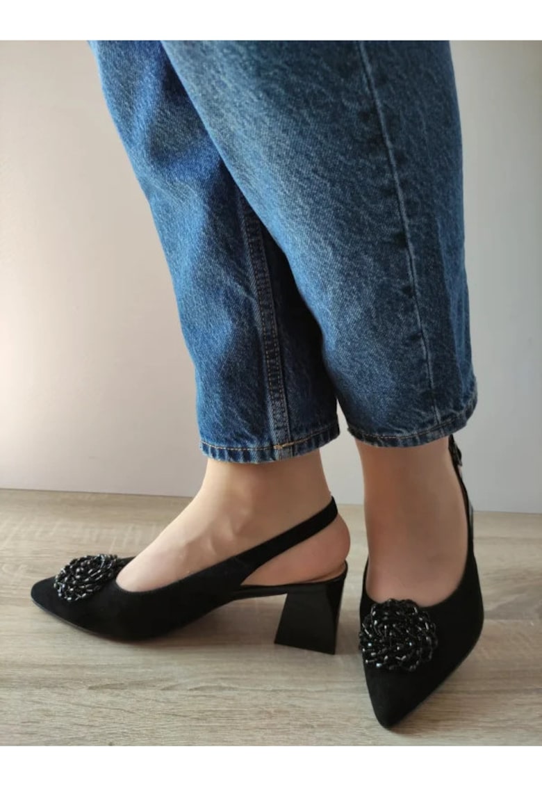 Sandale Elegante Dama 360013B 01-I Negre Velur - Negru - 1 Sandale Elegante Dama  360013B 01-I Negre Velur - Negru -