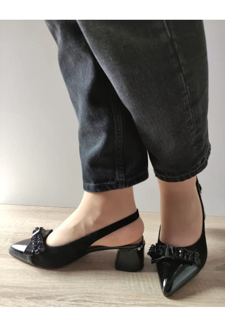 Sandale Elegante Dama 360036 01-I Negre Velur + Lac - Negru - 1 Sandale Elegante Dama  360036 01-I Negre Velur + Lac - Negru