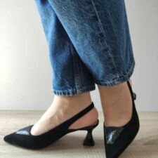 Sandale Elegante Dama  3600408 01-I Negre Velur - Negru -