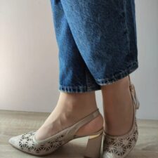 Sandale Elegante Dama  360048A 03-I Bej Velur - Bej -