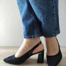 Sandale Elegante Dama  360048B 01-I Negre Velur - Negru -