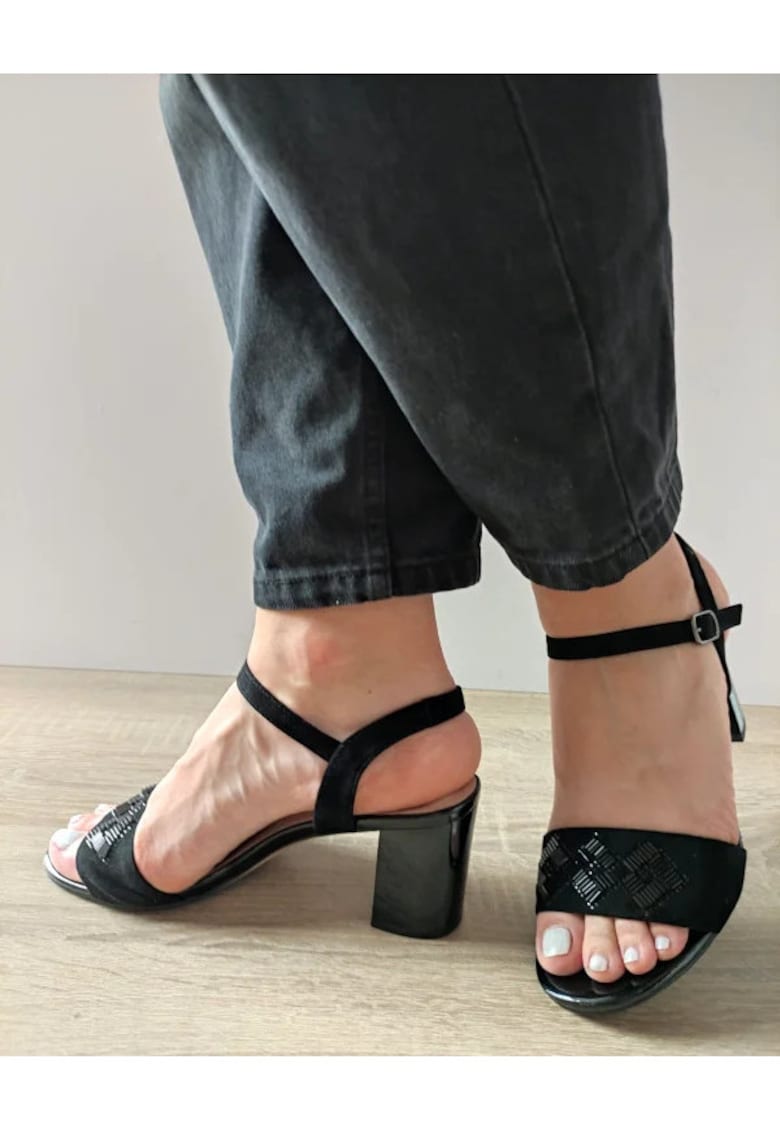 Sandale Elegante Dama 36004B 01-I Negre Velur - Negru - 1 Sandale Elegante Dama 36004B 01-I Negre Velur - Negru -
