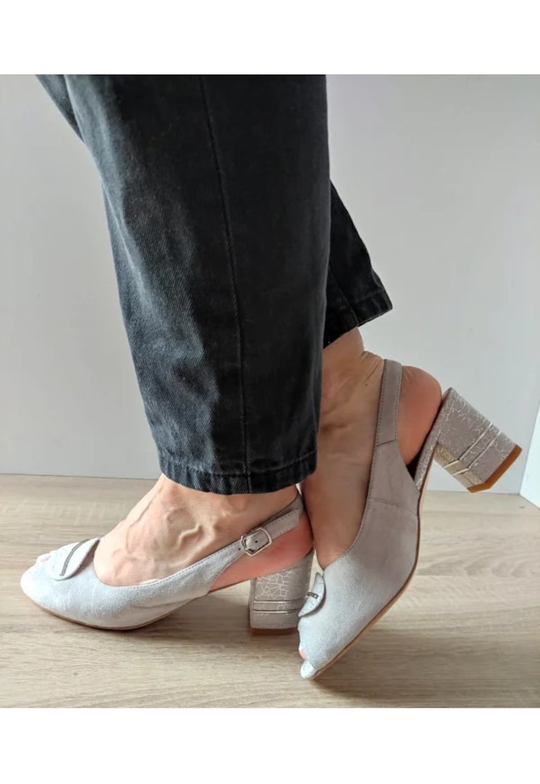 Sandale Elegante Dama 360070B 50-I Gri Velur - Gri - 1 Sandale Elegante Dama  360070B 50-I Gri Velur - Gri -