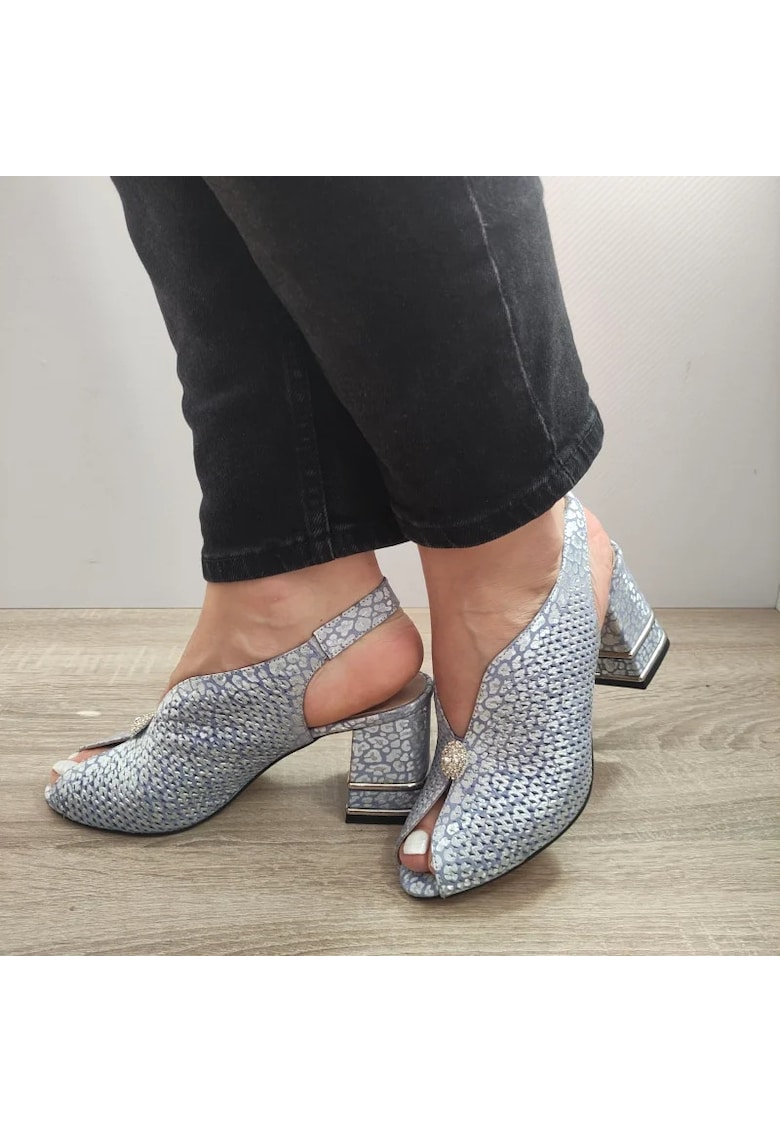 Sandale Elegante Dama 577 Bleu Cu Argintiu - Gri - 1 Sandale Elegante Dama  577 Bleu Cu Argintiu - Gri -