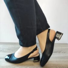 Sandale Elegante Dama  60005A 01-N Negre Cu Lac - Negru -