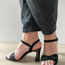 Sandale Elegante Dama  60029 01-Z Negre Velur - Negru -