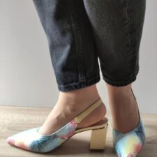 Sandale Elegante Dama  60034A J7-N Galbene + Floral - Galben -