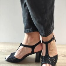 Sandale Elegante Dama  60039A 01-I Negre Velur - Negru -